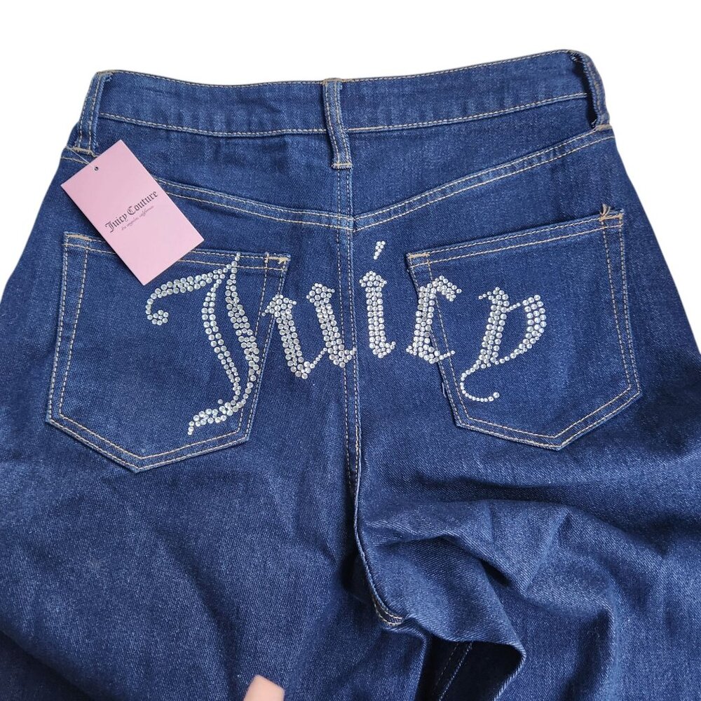 Juicy Couture NWT Women's Wide Leg Jeans 9/29 Rhinestone "Juicy" embellishment